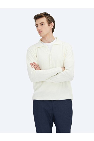 Kip Ecru Polo Neck Thessaloniki Cotton Blend Knitwear Sweater