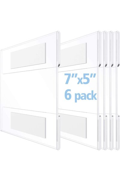 Slasa حامل لافتات أكريليك مثبت على الحائط (7 × 5 بوصة) 6 قطع من إطارات العرض ...