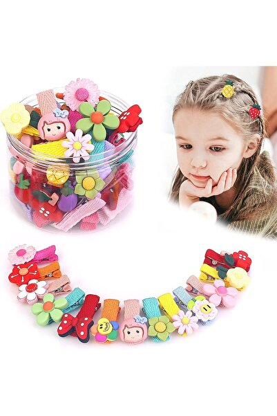 Bukela Girls' Hair Clips - 26 Colorful Flower, Animal, Fruit & Rainbow Clips