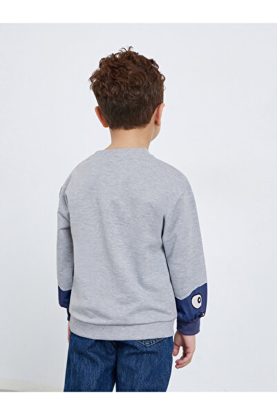 Styli Graphic Print Sweatshirt with Dino Sleeve Detail
