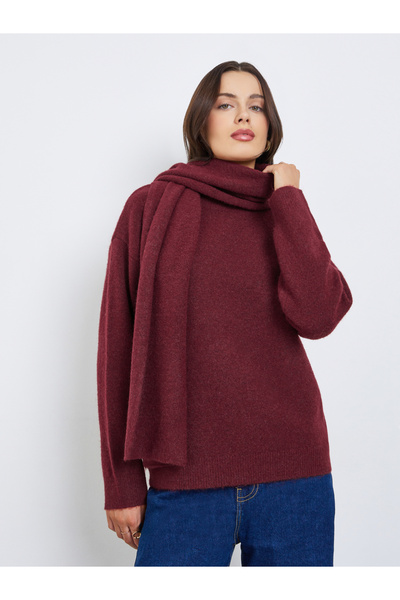 Styli Regular Fit Regular Length Sweater with Scarf