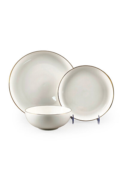 Cuisine Art Sola 12pc Bone China Dinner Set - Premium Gold Rim, 4 Dinner Plates, 4SidePlates, 4Bowls