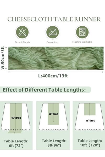 Generic Table Runner 90 x 400cm Cheesecloth Table Runner Table Cover Romantic Table Decor Centerpieces
