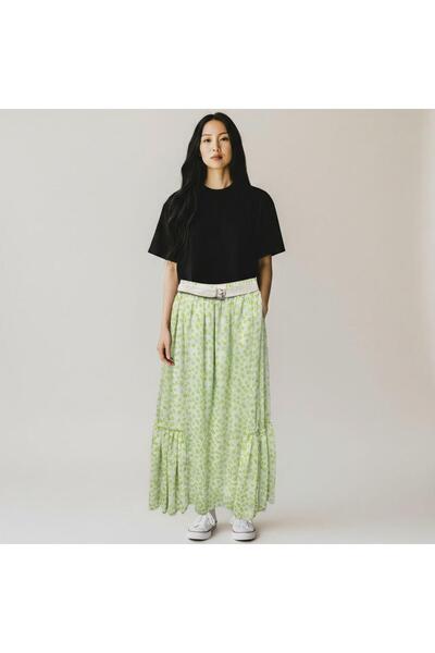 GÖMLEK GALERİSİ Patterned Ruffled Wrinkled Cotton Woven Skirt (38-48)