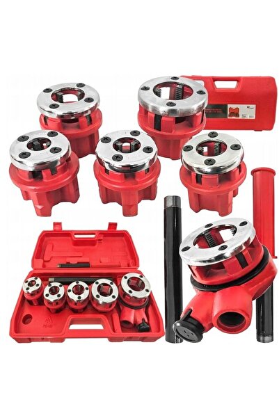 VERKE Trusa filetat tevi 3/8", 1/2", 3/4", 1", 1-1/4", 5 piese,