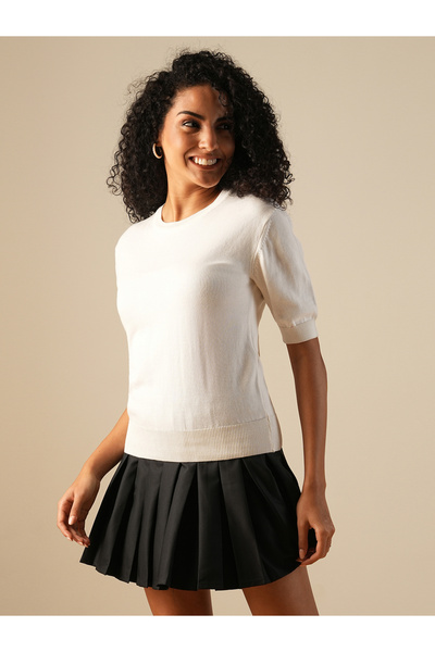 Globus By Styli Women White Round Neck Knitted Sweater