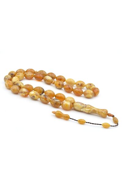 Murty99 سبحة من حجر الكهرمان البرتقالي اللامع بقطع عملاق من نوع بويكاي