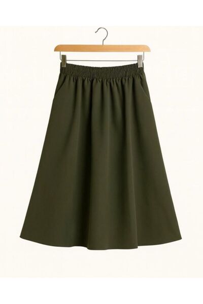 l o v m i Women's Double Pocket Poplin Fabric Skirt