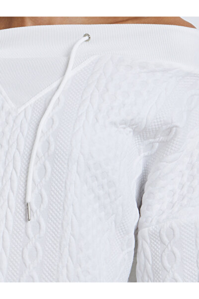 Take Two By Styli Textured Off Shoulder Long Sleeve Sweatshirt