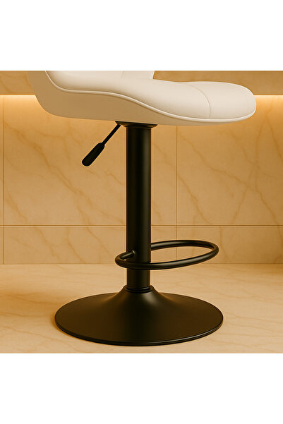 Ebticar Light Beige Fabric Bar Chair – Soft Channel Tufted