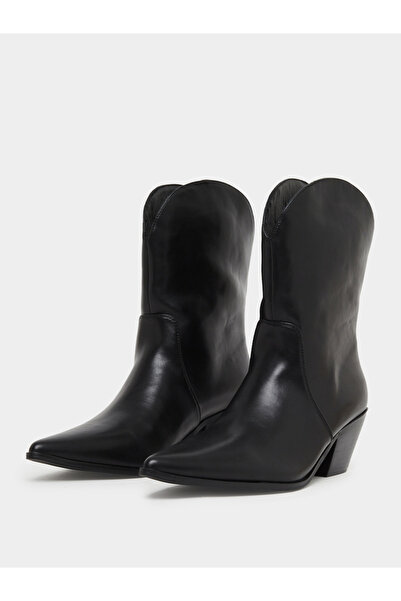Styli Black Western Ankle Boots