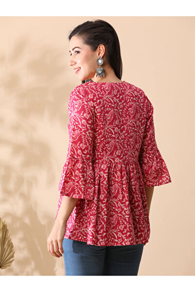 Globus By Styli Floral Print A-Line Aliya Cut Tunic