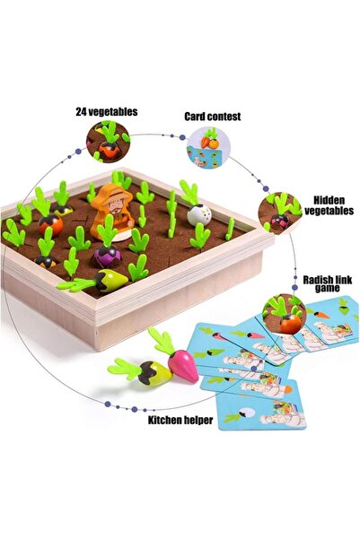 Soofam Wooden Carrot Harvest Educational Sorting Toy for Kids 1-3 Years (Multicolor)
