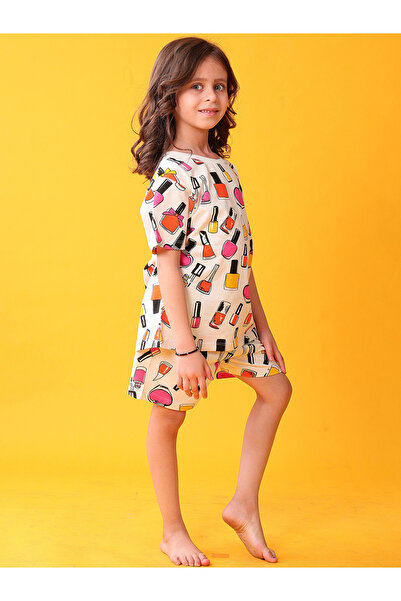 Anthrilo By Styli Girls Cotton Nail Polish Print T-Shirt and Short Set