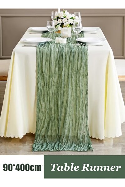 Generic Table Runner 90 x 400cm Cheesecloth Table Runner Table Cover Romantic Table Decor Centerpieces