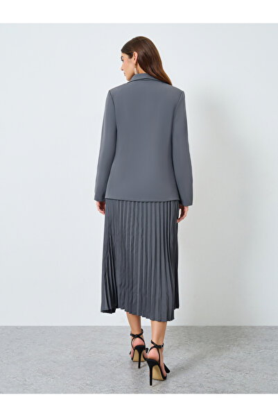 Take Two By Styli Grey Blazer and Pleated Skirt Co-ords
