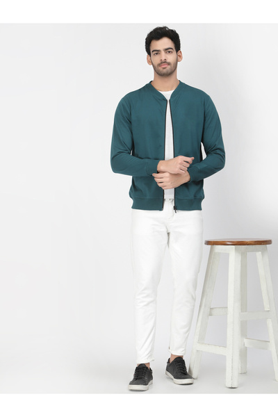PAUSE By Styli Men Teal Regular Fit Zip-Up Jacket