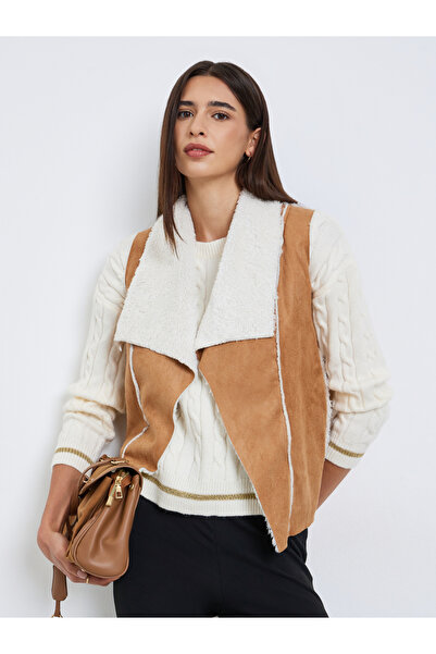 Take Two By Styli Suede Look Sleeveless Jacket with Inner Fleece