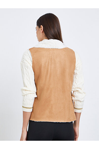 Take Two By Styli Suede Look Sleeveless Jacket with Inner Fleece