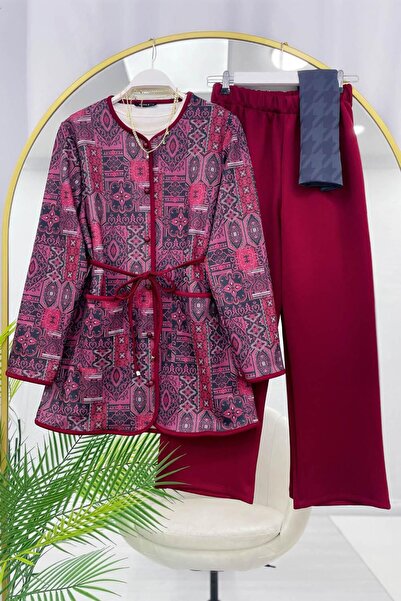 YILMAZBARMAZ Women's Ethnic Patterned Pants Suit
