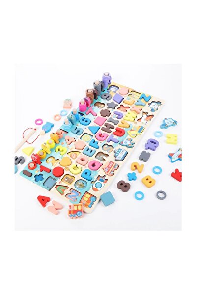 OEM Montessori 6-in-1 Wooden Educational Toy, Alphabet, Numbers, Vehicles, Sorting, Magnetic Fishing, +3