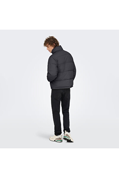 Only & Sons Μόνο & Υιοί Pack Life Puffer Ανδρικό Μπουφάν Γκρι ψηλός λαιμός