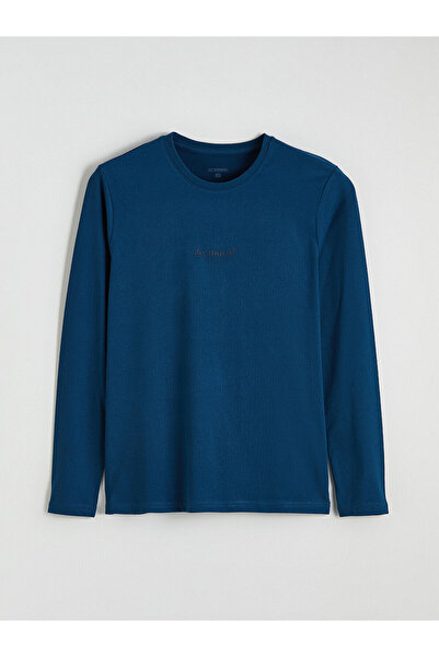 LC Waikiki Top de pijama pentru bărbați, din bumbac pieptănat, imprimat, cu g...