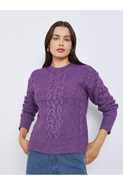 Styli Purple Cable Knit Sweater