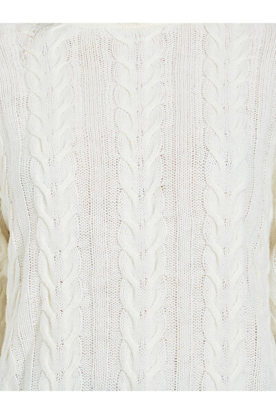 Styli Off White Cable Knit Roll Neck Sweater