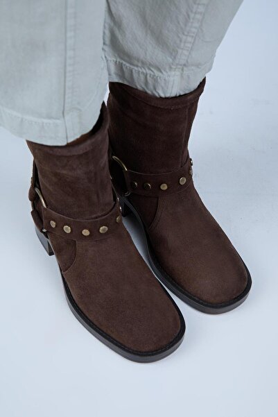 Manijero (Lukka) Women's Genuine Leather Biker Trock Brown Boots