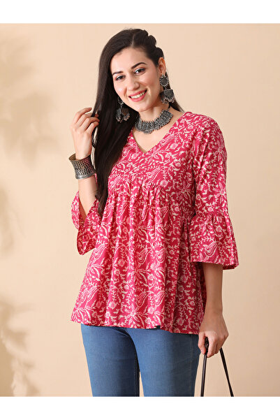 Globus By Styli Floral Print A-Line Aliya Cut Tunic