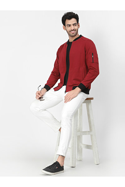 PAUSE By Styli Men Maroon Regular Fit Contrast Trim Jacket