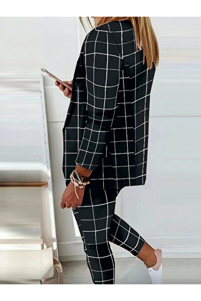 Take Two By Styli Black Grid Check Blazer