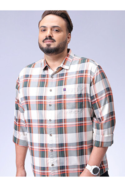 HardSoda By Styli Plus Size Men White Plaid Shirt