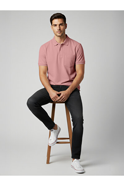 FERVORO By Styli Men Pink Cotton Polo with Pocket
