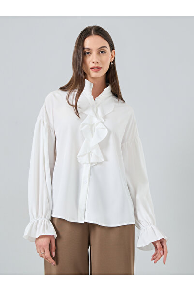 Take Two By Styli Front Ruffle Detail Long Sleeve Shirts
