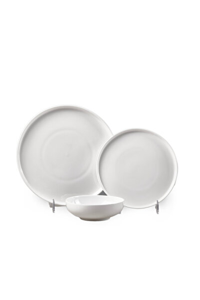 Cuisine Art JUDY 18PCS Bone China Dinner Set – White, 6 Dinner Plates, 6 Side Plates, 6 Deep Bowls