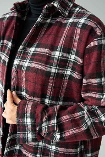 My Blog Burgundy - Black Plaid Shirt - 251064