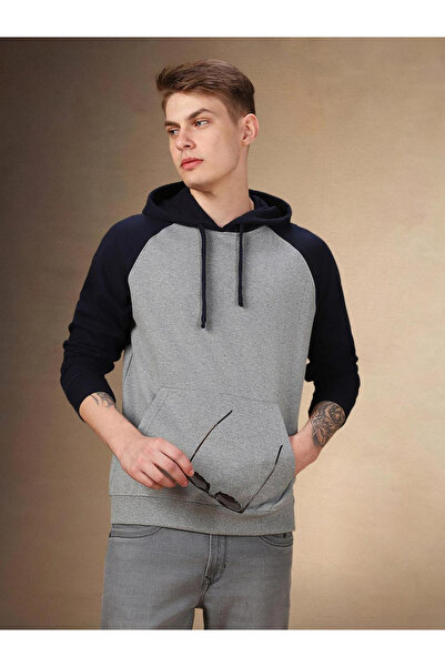 Dennis Lingo By Styli Men Grey Color Block Pullover Hoodie