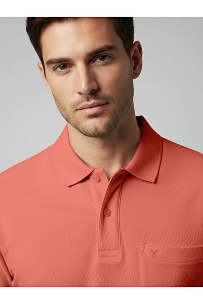 FERVORO By Styli Men Pink Cotton Polo with Pocket