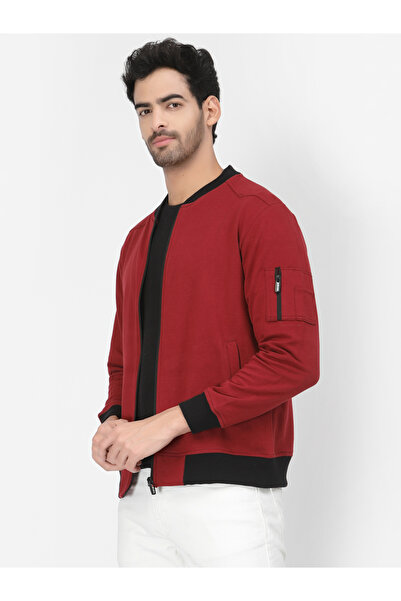 PAUSE By Styli Men Maroon Regular Fit Contrast Trim Jacket