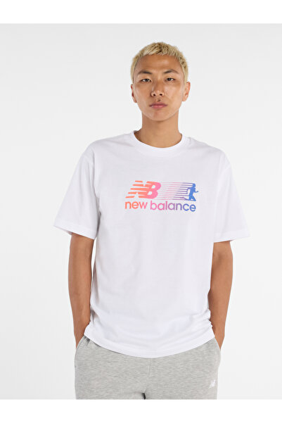 New Balance Men White Logo Graphic T-Shirt