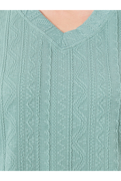 Take Two By Styli Teal Textured Long Sleeves Top