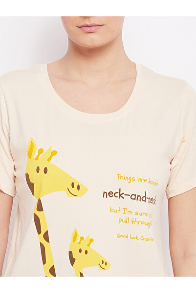 LAZZYCAT By Styli Cotton Printed T-Shirt and Pyjama Set