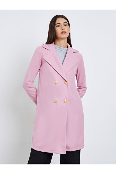 Take Two By Styli Light Pink Midi Button Coat