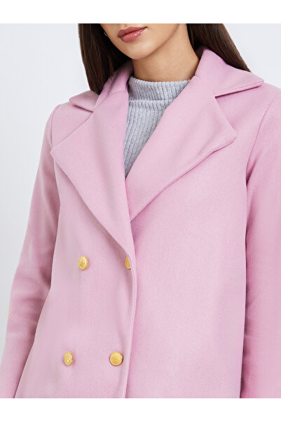 Take Two By Styli Light Pink Midi Button Coat