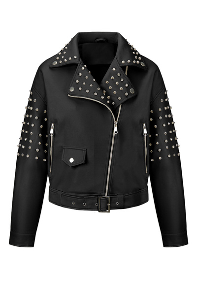 Take Two By Styli Studded Biker Jacket with Belt