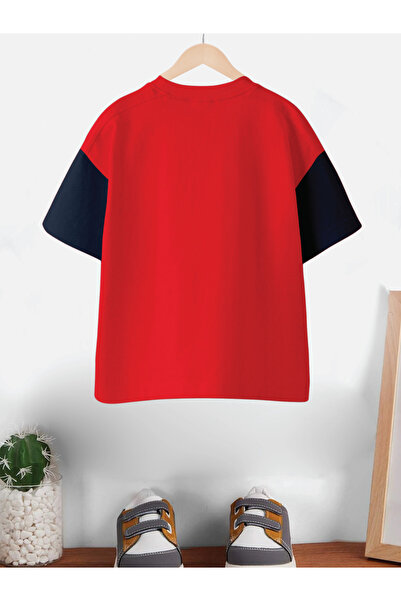 CODEZ By Styli Kid Red Cotton Boston Print Oversized T-Shirt