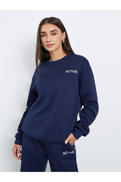 Styli Slogan Print Sweatshirt and Wide Leg Joggers Co-Ords