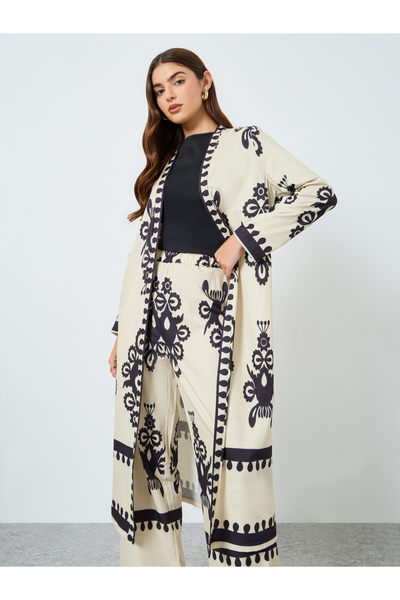 Take Two By Styli Floral Print Kimono and Wide Leg Pants Co-Ords